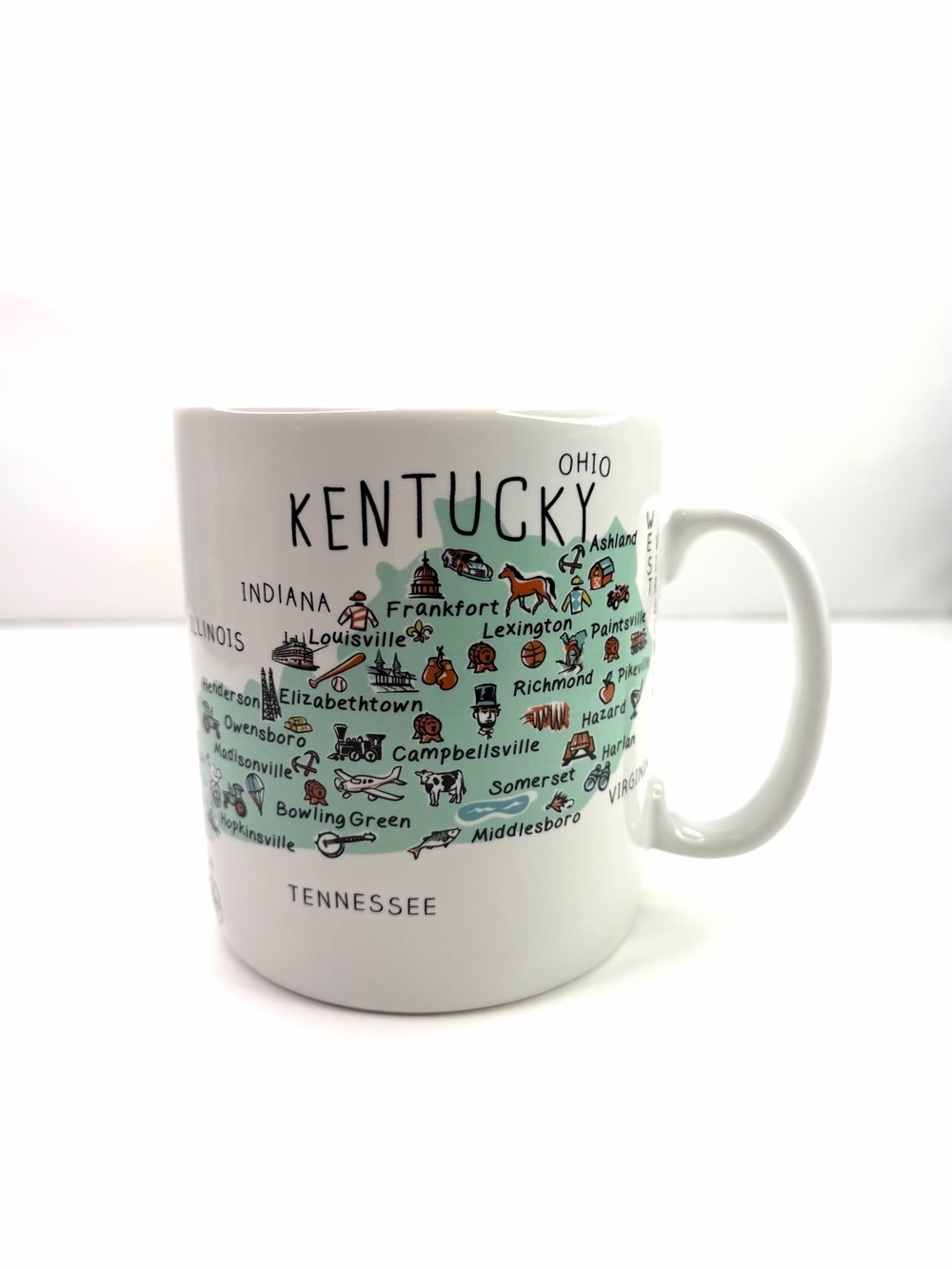 222 Fifth My Place White Green Kentucky Map 28 OZ Jumbo Coffee Mug